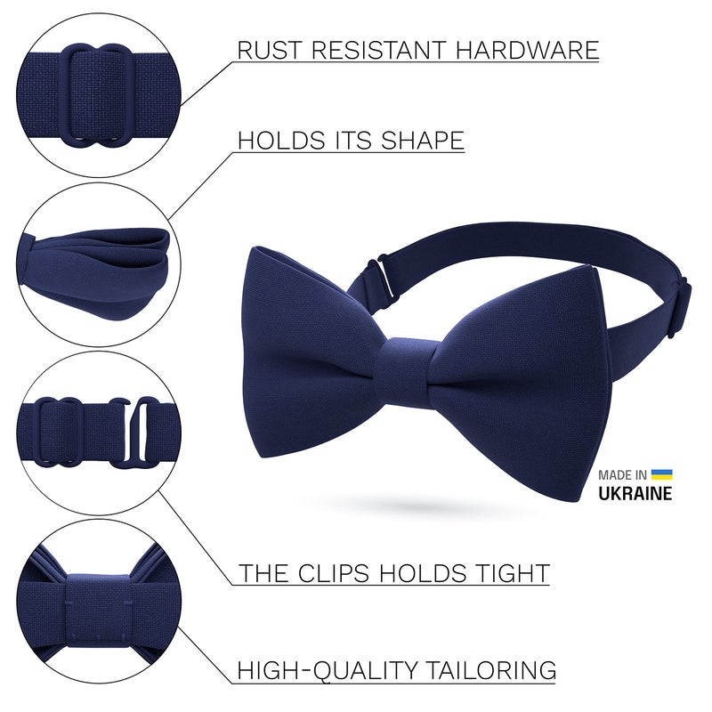 Bow Tie House Mens Bow Ties for Men Kids Boys Cute Navy Blue Bowtie Expands Our Color Line - Light Sky Deep Natural Blue Bowties and Electric Navy Royal Blue Clip on Bow Tie - shop Bow Tie House (Medium, Navy Blue) - Image 2